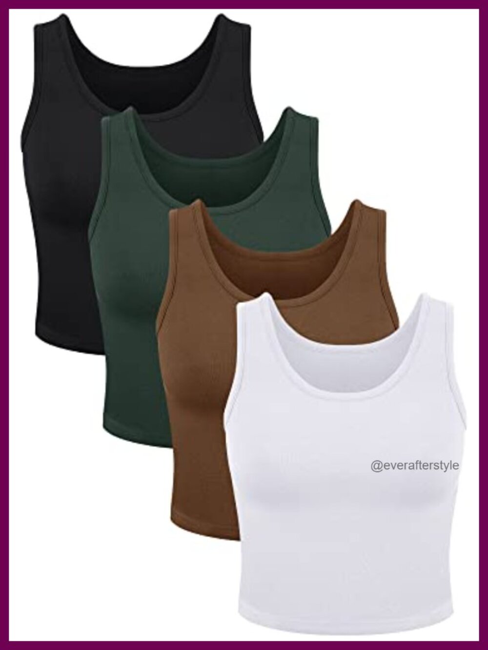 Women's 4-Piece Basic Crop Tank Top Set Sleeveless Scoop Neck Stretch Sports